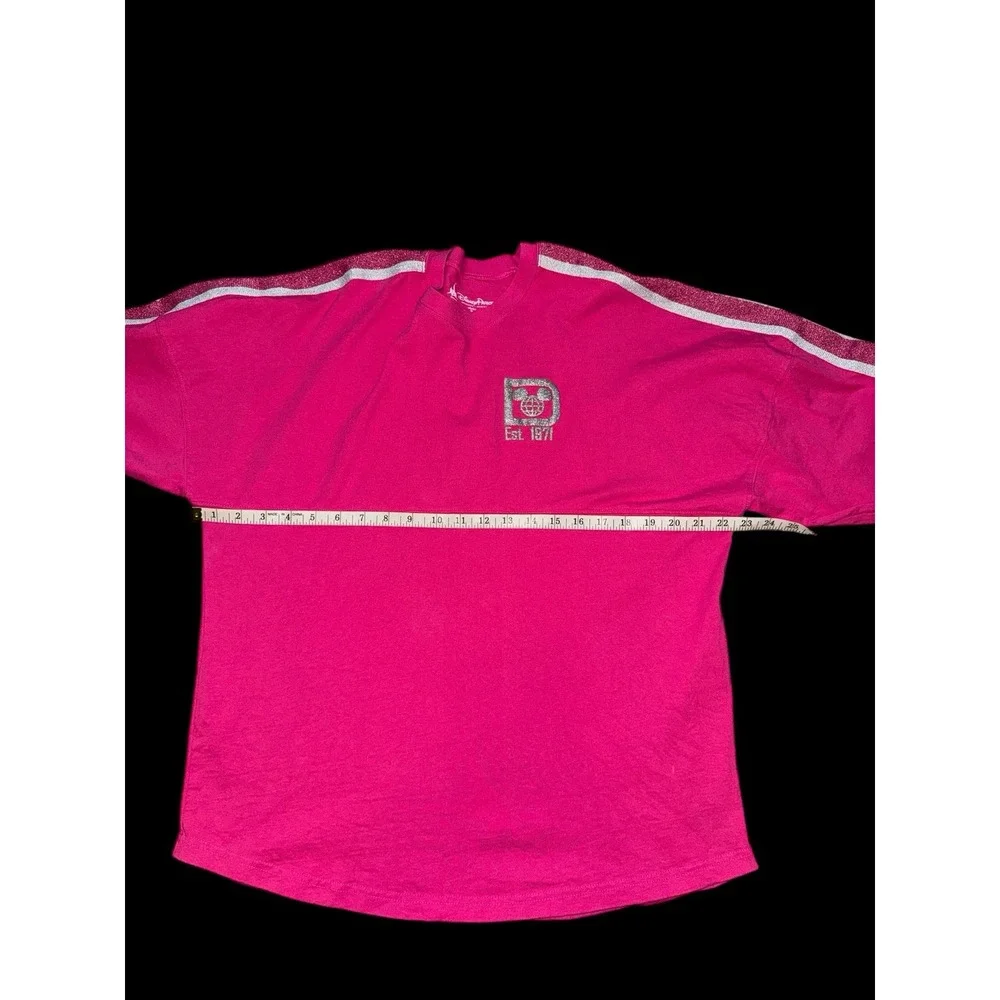 Disney Parks Walt Disney World Spirit Jersey Shirt Hot Pink Silver Glitter sz M - Picture 8 of 10